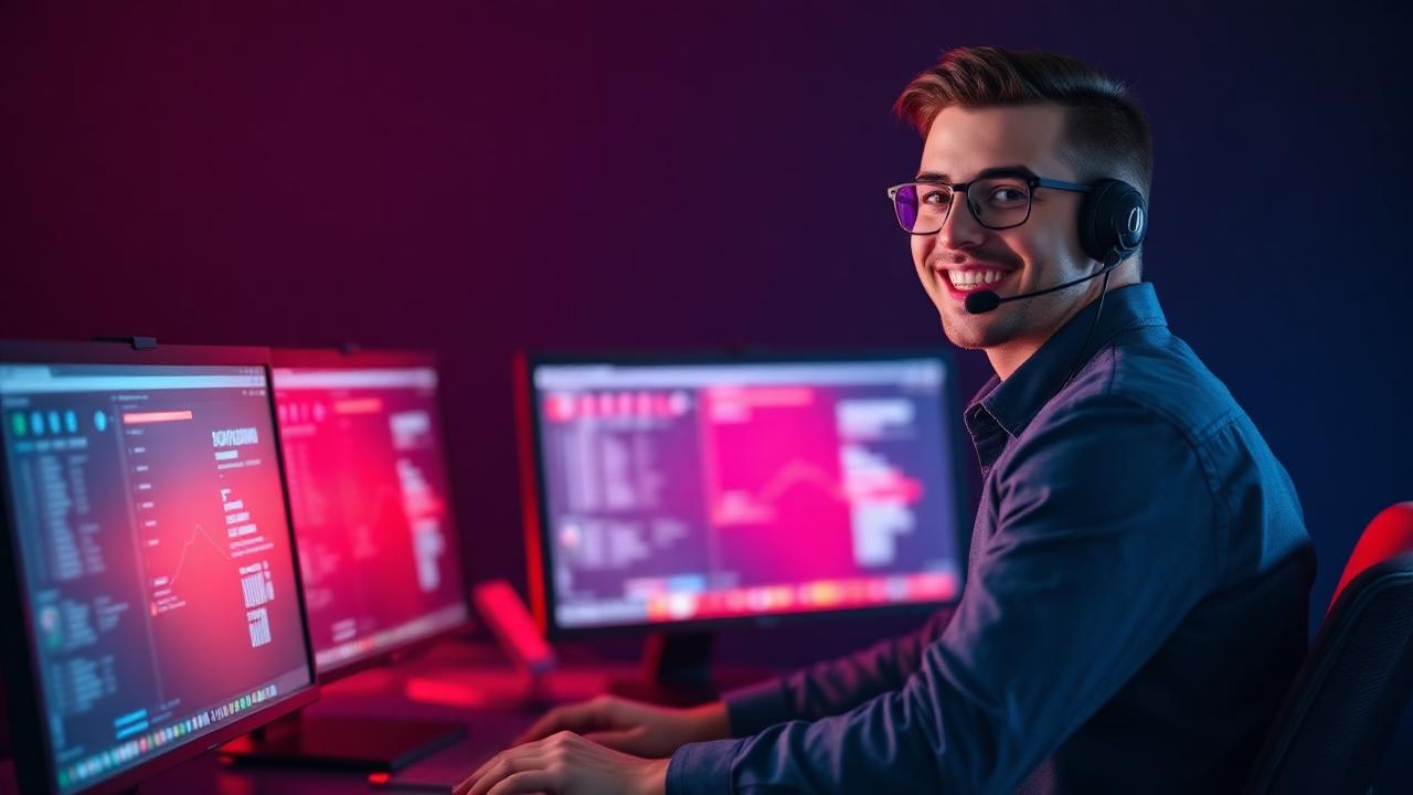 Oshi Casino support agent wearing a headset at a workstation